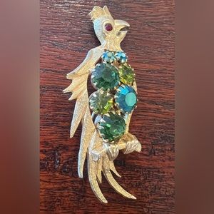 Vintage Rhinestone Bird Brooch Pin